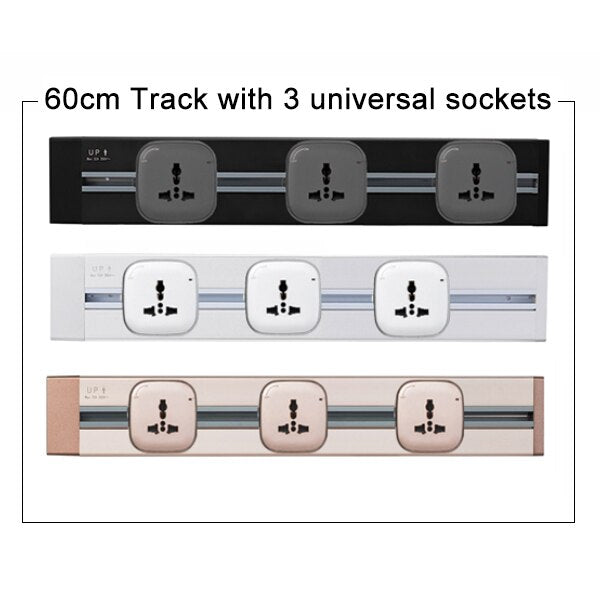 JOHO 60CM Aluminum Alloy Track Wall Socket 3 Colors 8000W EU Standard Electrical Plug Socket Power Outlet Panel 250V