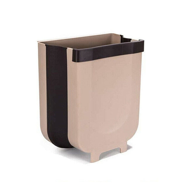 5L Wall Mounted Folding Waste Bin Kitchen Cabinet Door Hanging Trash Bin Garbage Car Trash Can Wall Mounted Foldable Cleaning