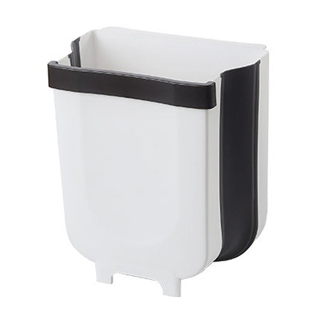 5L Wall Mounted Folding Waste Bin Kitchen Cabinet Door Hanging Trash Bin Garbage Car Trash Can Wall Mounted Foldable Cleaning